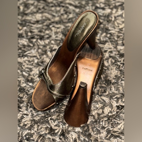 Xappeal Metallic Gold Mules with Button Detail - Picture 10 of 12